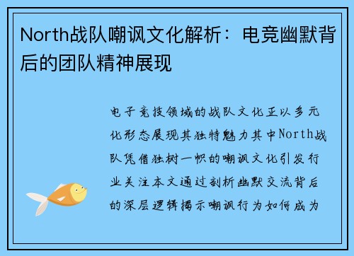North战队嘲讽文化解析：电竞幽默背后的团队精神展现